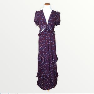 WAYF Cut Out Ruffle Tired Floral Maxi Dress